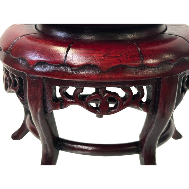 3" Oriental Reddish 5 Legs Round Wood Stand Riser Easel For Sale In San Francisco - Image 6 of 6
