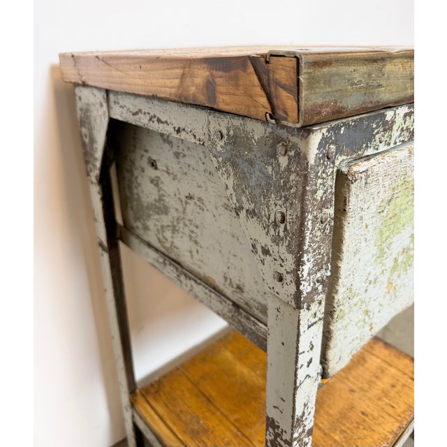 Wood Vintage Industrial Iron Chest of Drawers, 1950s For Sale - Image 7 of 18