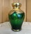 Green Antique Hand-Painted Bohemian Green Gold Moser Small Glass Vase Floral Motif For Sale - Image 8 of 8