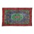Vintage Distressed Turkish Isparta Rug 5'6" X 9'2" Hand-Knotted Wool, Navy Green Red Rose Medallion Art Deco Design For Sale
