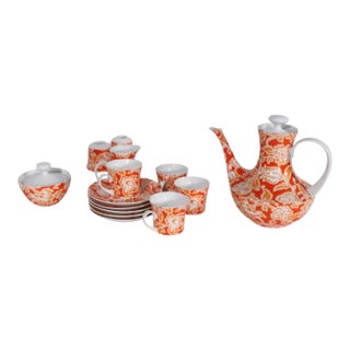 Mid 20th Century Scandivanian Block Flamenco Espana Bidsoa 205 534 Tea Set Spain - Set of 13 For Sale