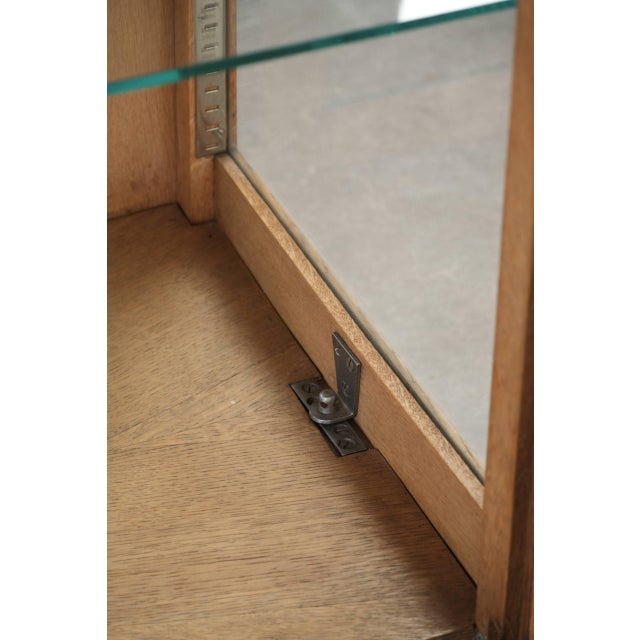 Antique Dutch Oak Display Cabinet with 2 Doors, Glass Shelves and Mirrored Back For Sale - Image 12 of 16