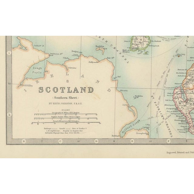 Antique Map of Southern Scotland with Coastal and Inland Details, 1903 For Sale - Image 6 of 10