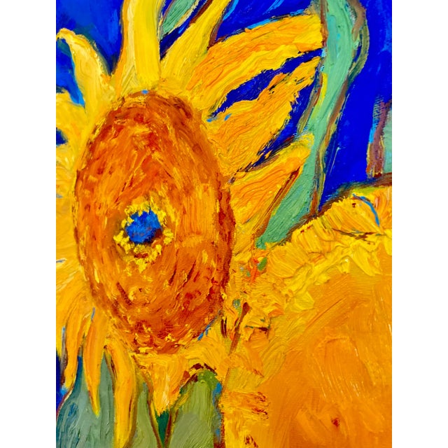"After Van Gogh" Contemporary Original Sunflowers Still Life Oil Painting, Framed For Sale - Image 11 of 13
