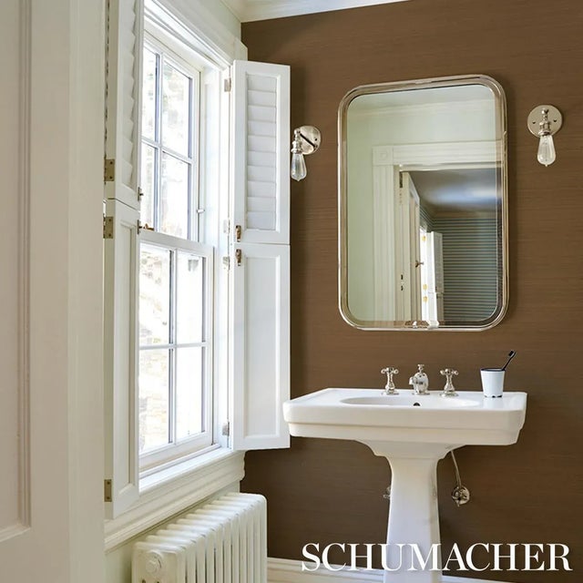 Paper SAMPLE - Schumacher Musa Abaca Wallpaper In Toffee For Sale - Image 7 of 7