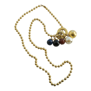 Vintage 1970s Gold-Tone Bead Charm Necklace