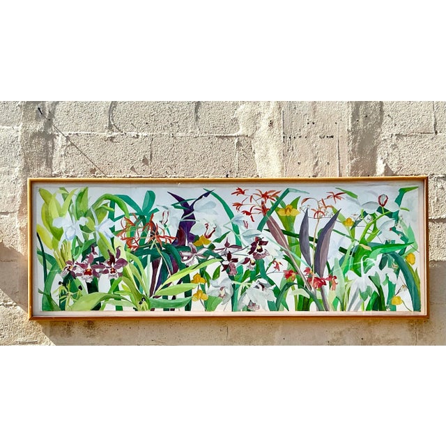 Traditional Vintage Regency 1984 Monumental Original Floral Watercolor on Paper For Sale - Image 3 of 12