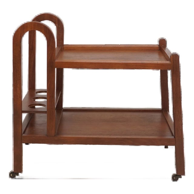 Midcentury Teak Rolling Bar Cart For Sale