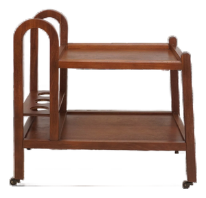 Midcentury Teak Rolling Bar Cart