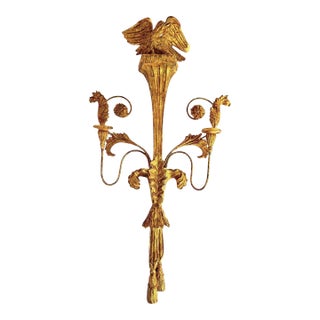 Large Neoclassical Gilt Wooden Eagle Sconce For Sale