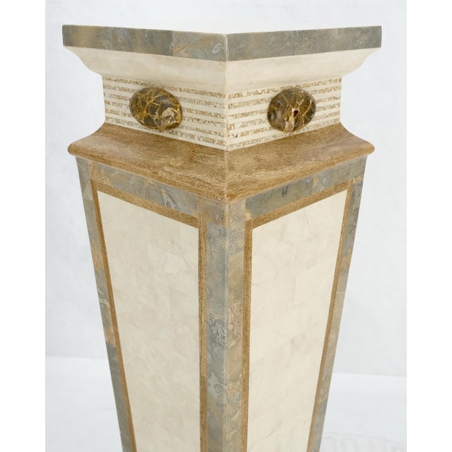 1970s Tessellated Marble Tapered Square Obelisk Shape Pedestals Stands - A Pair For Sale - Image 5 of 12