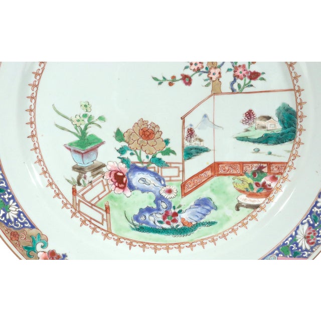 18th-Century Chinese Export Porcelain Famille Rose ‘Garden’ Dishes - a Pair For Sale In Philadelphia - Image 6 of 18