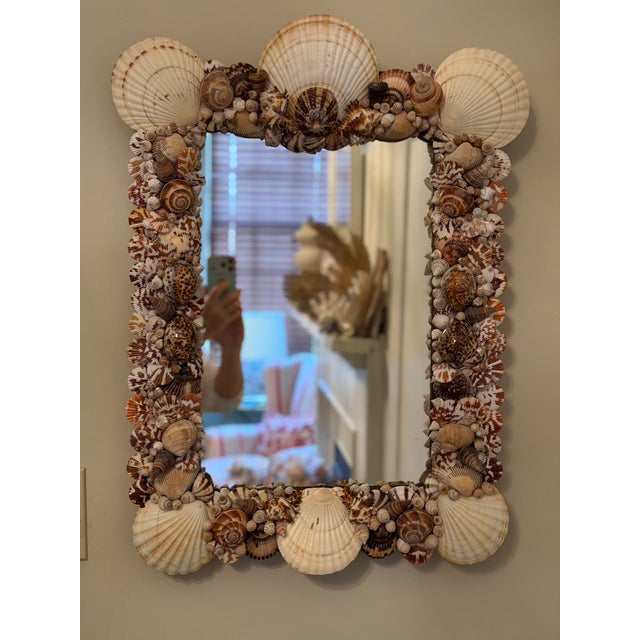 1920s Antique Mirror With Shells For Sale - Image 5 of 12