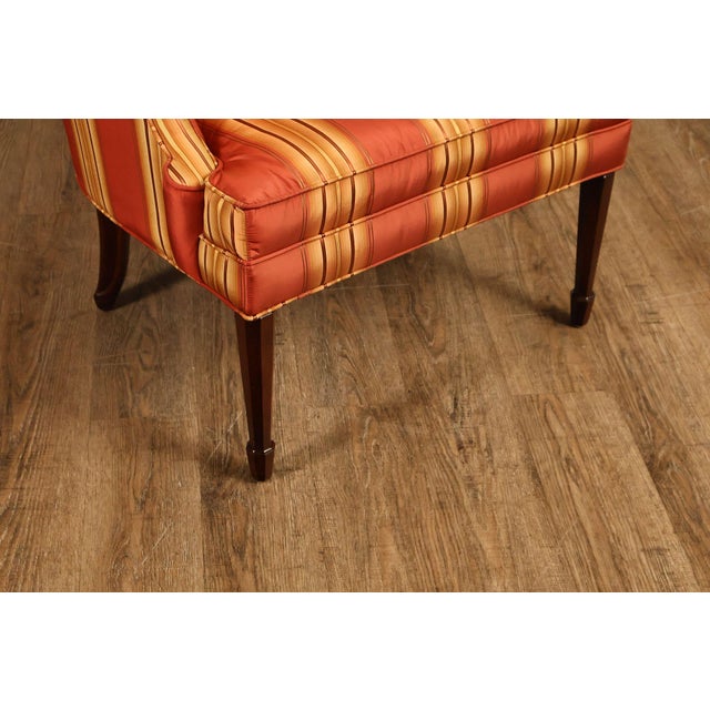 Custom Quality Pair Of Mahogany Fanback Wing Chairs For Sale - Image 10 of 18