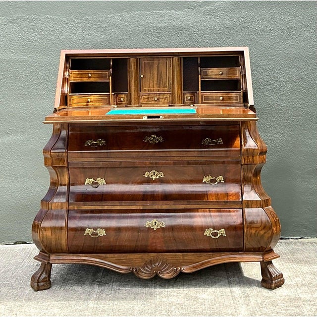 Vintage Rococo Burled Wood Secretaire For Sale In West Palm - Image 6 of 12