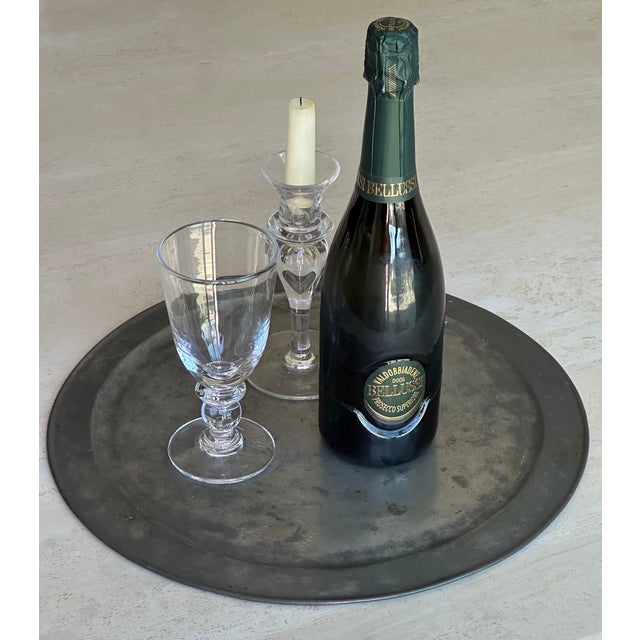 Early 21st Century Antique Pewter Round Tray For Sale - Image 5 of 7