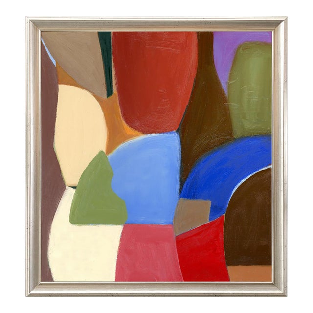 Tranquil Geometry, Contemporary Abstract Oil Painting, Framed For Sale