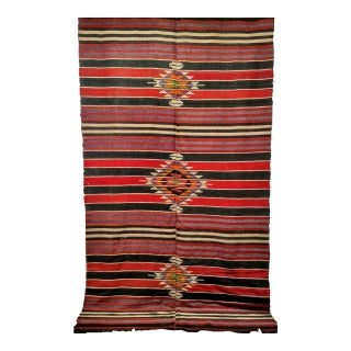 Vintage Turkish Kilim Rug, Handwoven Wool, Southwestern Design, , 6x11 For Sale