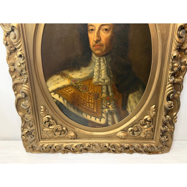 Early 18th Century — After Sir Godfrey Kneller Large Oil Portrait of King William III Wearing Royal State Robes With Order of the Garter For Sale - Image 4 of 18