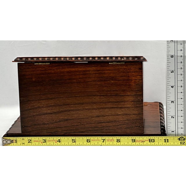 Beautiful Antique English Edwardian Oak & Cut Crystal Combination Inkwell & Letter Box - Circa Early 1900s For Sale - Image 12 of 12