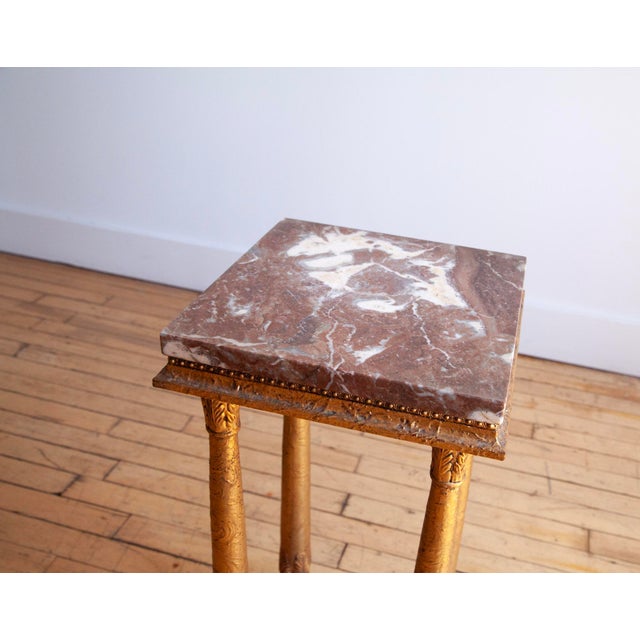 Empire Style Gilded Marble Pedestal, 19th Century For Sale In Philadelphia - Image 6 of 7