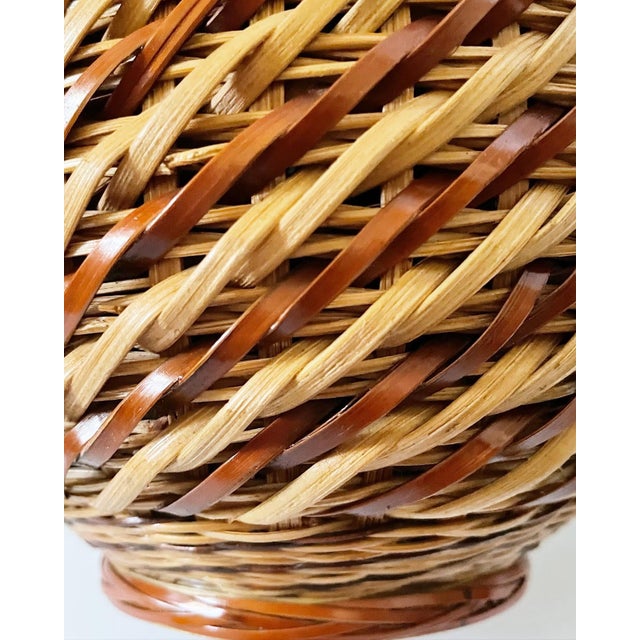 Wood 1970s Pear Ceramic Vessel Wrapped in Hand Woven Wicker For Sale - Image 7 of 10