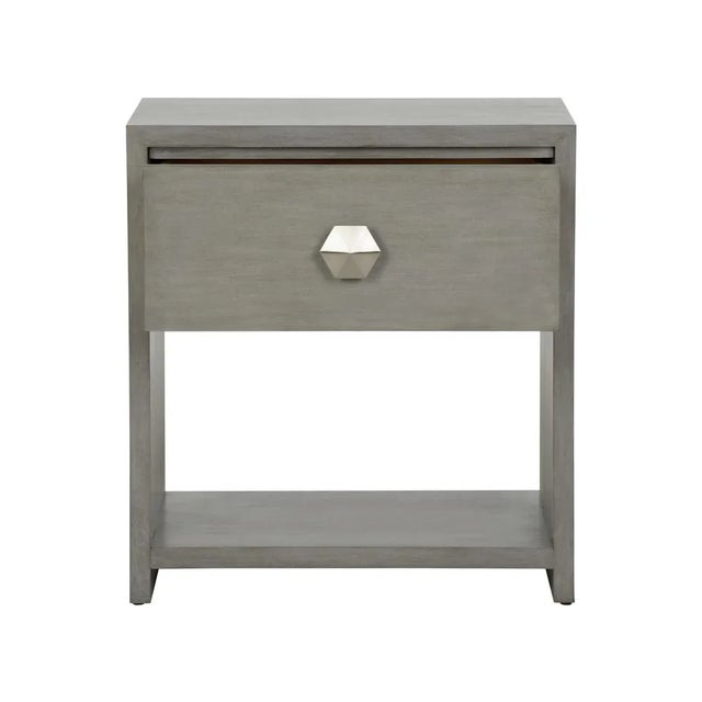Transitional Moxy Bedside Table 1 Drawer - Gray For Sale - Image 3 of 7