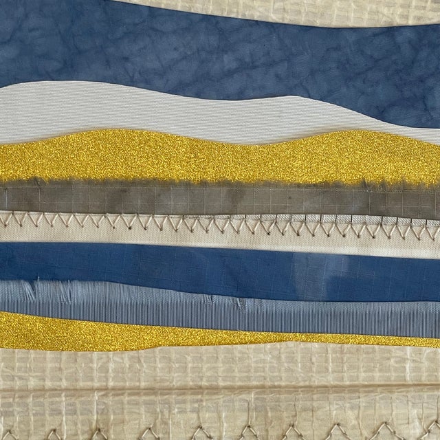 Contemporary Contemporary Semi-Abstract​ Mixed Media Nautical Sailcloth Landscape​ - By JJ-Hogan | Greeting the Day, Framed For Sale - Image 3 of 7
