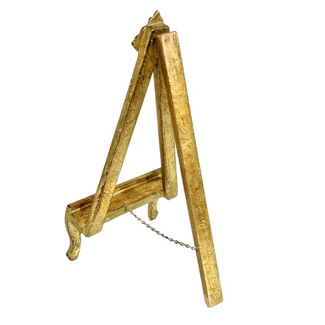 Vintage Italian Florentine Gilt Wood Easel Picture Stand For Sale - Image 6 of 10