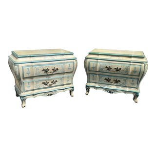Vintage Late 20th Century Karges Handpainted Oversized Nightstands - a Pair For Sale