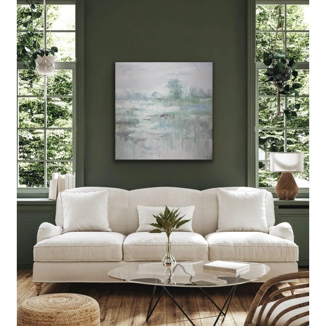 Gray Impressionistic Landscape With Drip Technique For Sale - Image 8 of 12