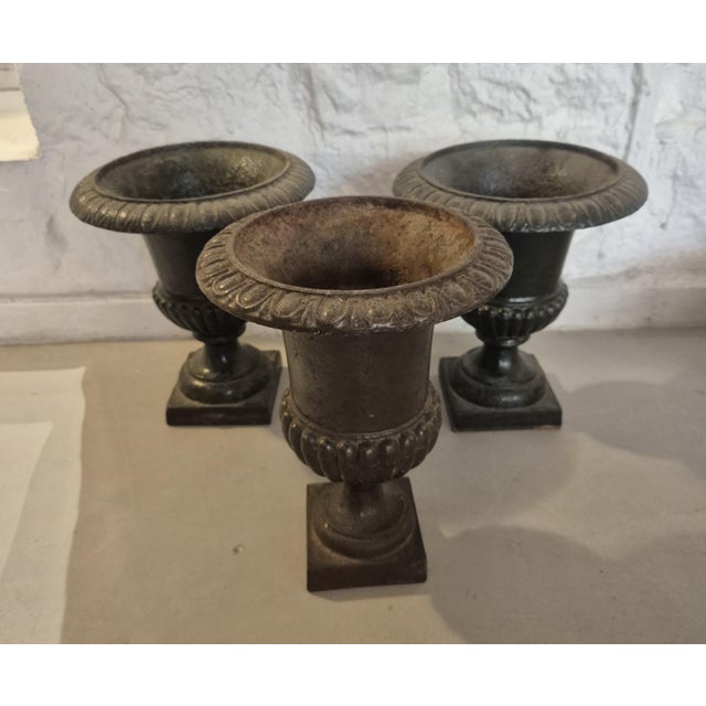 Medici Cast Iron Vases, 1900, Set of 3 For Sale - Image 3 of 10
