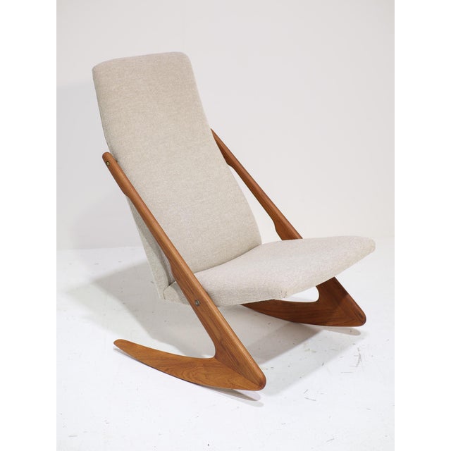 Mid-Century Modern Boomerang Rocking Chair attributed to Mogens Kold in Teak, Denmark 1960s For Sale - Image 3 of 13