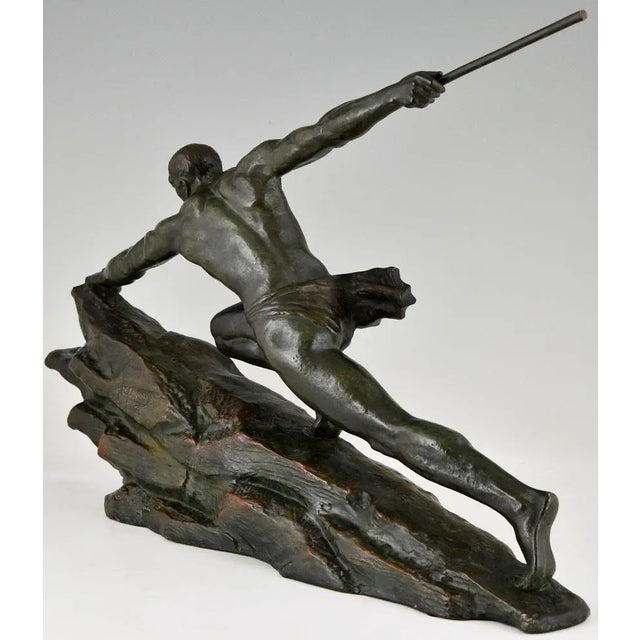 Pierre Le Faguays, Art Deco Athlete with Spear, 1927, Bronze For Sale - Image 6 of 12
