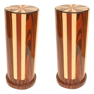 Art Deco Pedestal Stands with Inlays, Set of 2 For Sale
