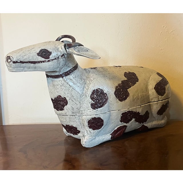 Antique Chinese Paint Decorated Metal Spotted Cow Box For Sale In New York - Image 6 of 12