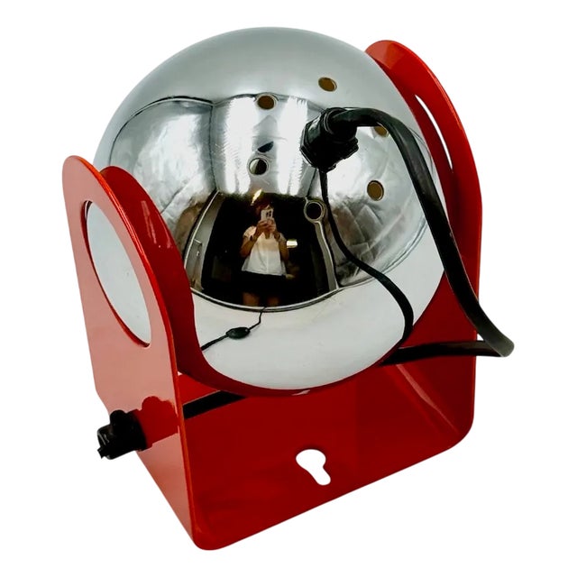 Space Age Red and Chrome Eyeball Table or Wall Lamp, 1970s For Sale