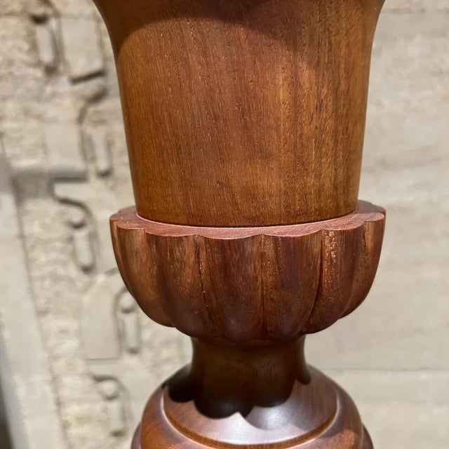 Wood 1950s Sculptural Table Lamps Solid African Mahogany For Sale - Image 7 of 11