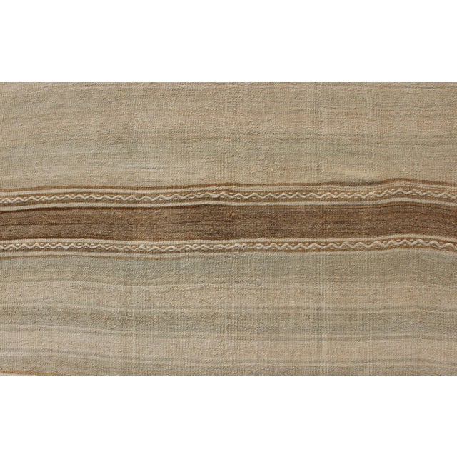 Textile Turkish Vintage Kilim Rug With in Tan, Taupe, Brown, Faint Gray Blue, and Earth Tones For Sale - Image 7 of 10