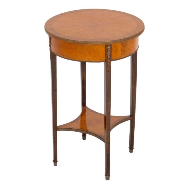 Louis XVI Style Gilt Metal Mounted Parquetry Occasional Table For Sale