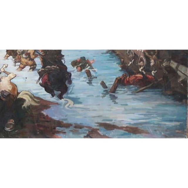 1970s Soviet Army Battle Painting, Ukrainian Artist, 1970s Oil on Canvas 125-258 For Sale - Image 5 of 6