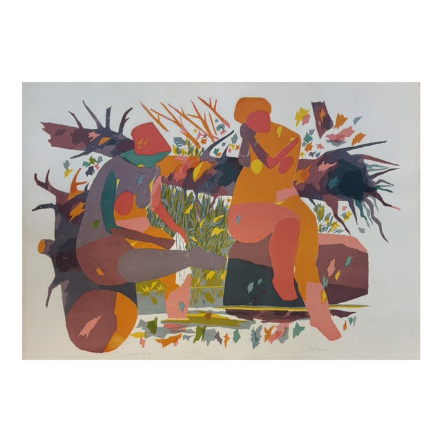 Mid 20th Century Gregorio Prestopino Signed Artist Proof Colorful Lithograph Pond Large Print For Sale