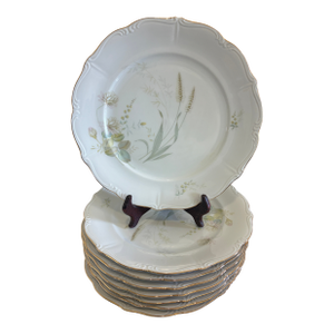 Vintage Forest Bavaria Dinner Plates With Gold Rim - Set of 8