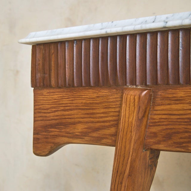 Italian Fluted Wood Console with Marble Top, 1950s For Sale - Image 10 of 11