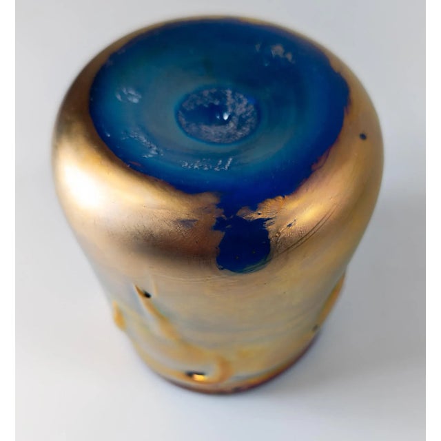 Mid-Century Contemporary Aurene Glazed Art Glass Vase, Signed For Sale - Image 9 of 12