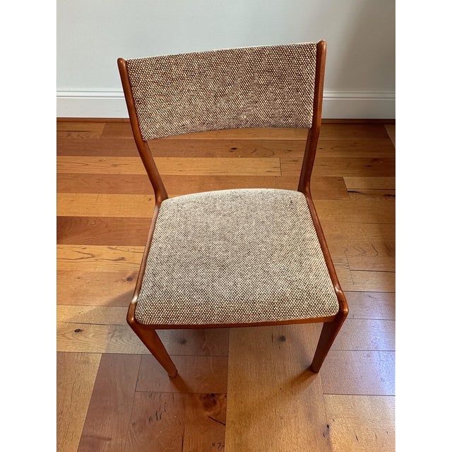 1960s Pair of Upholstered Mid-Century Modern Teak Dining Chairs For Sale - Image 4 of 10