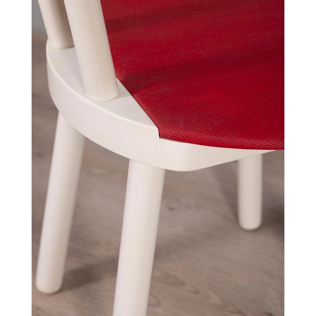 Vintage Italian Chairs in Wood and Red Vinyl, 1980s, Set of 4 For Sale - Image 9 of 17