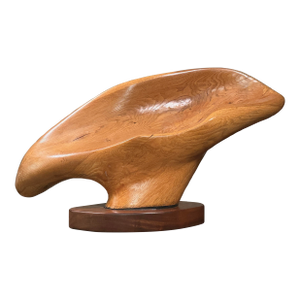 Vintage Monumental Abstract Biomorphic Modernist Wood Sculpture on Stand