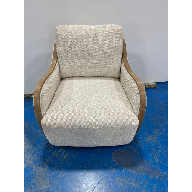 Textile Modern Swivel Chair - Nubby Cream For Sale - Image 7 of 7