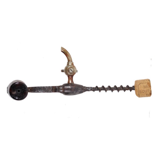 English Vintage Nickle Champagne Tap Corkscrew For Sale - Image 3 of 6